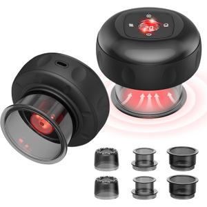 7-in-1 Electric Cupping Set, 12 Levels Cupping Kit for Massage Therapy for Targeted Pain Relief, Knots, Aches, Muscle Soreness - 2Pcs(Black)