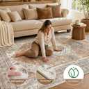 Washable 10x12 Area Rugs for Living Room: Soft Vintage Orange Rug