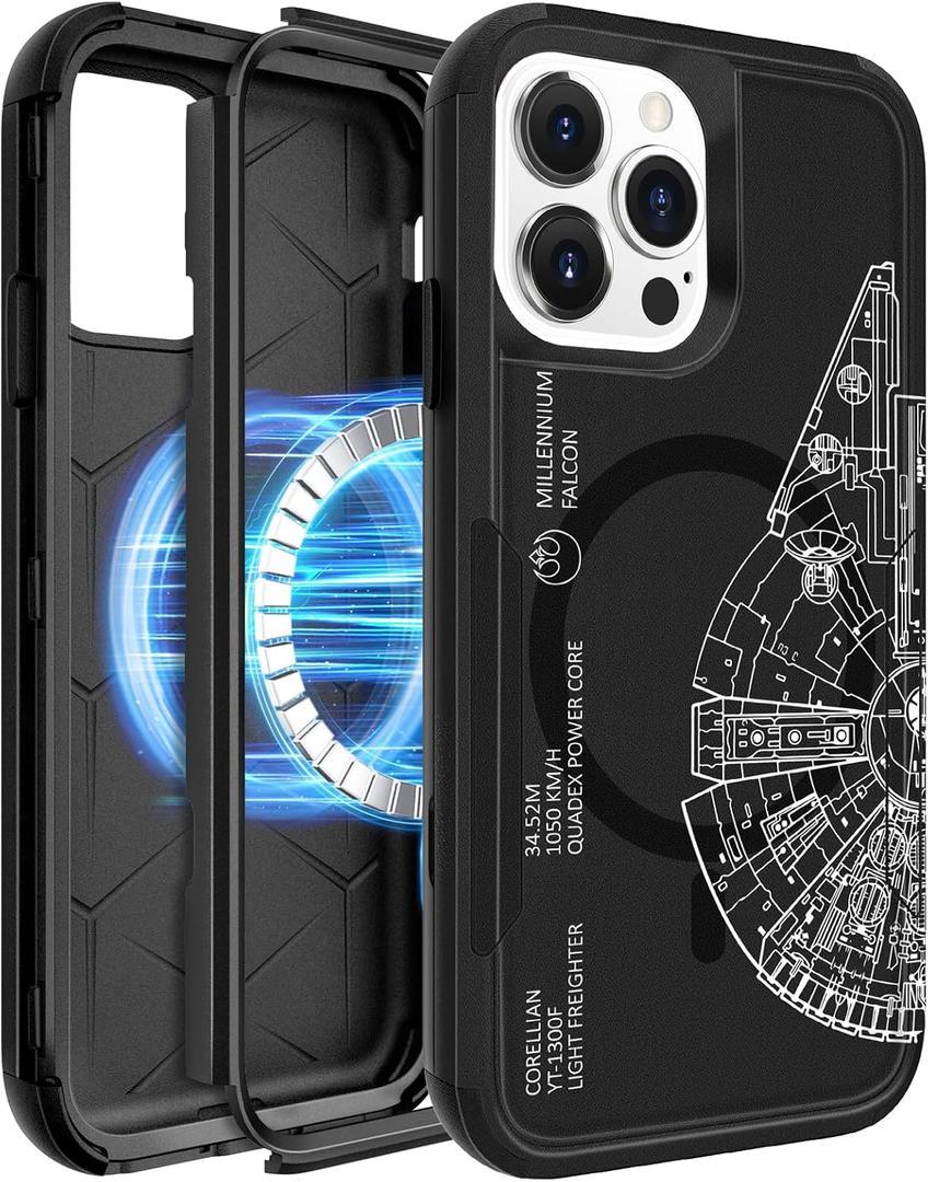 Heavy Duty for iPhone 15 Pro Max Case - Compatible with MagSafe Shockproof Protective Rugged Magnetic Men Military Grade Shock Drop Proof Phone Cover Funda for Apple 15 Promax Case, Black