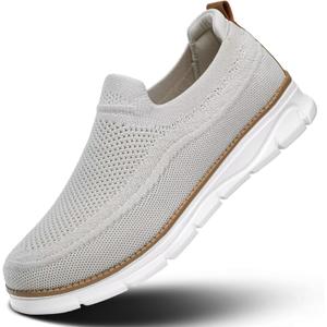 Men's Slip On Boat Shoes Casual Loafers Walking Non Slip Soft Sole Lightweight Sneakers Dress Business Oxfords Work Driving (6.5, Beige)