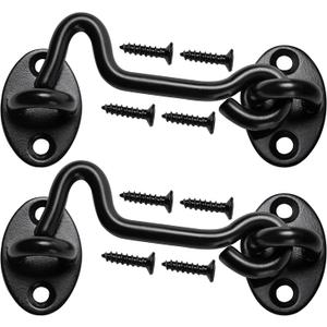 4" Barn Door Latch Door Lock Hardware, Sliding Door Lock Eye Hook Latch with Screws, Rust-Resistant Metal Gate Latch(2 Pack)