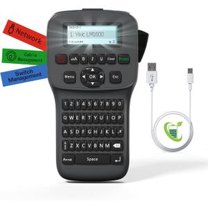 Label Maker Machine with-Tape, Industrial Label Makers Bluetooth, Heat Shrink Label Maker Waterproof-Labels, LM1600 Handheld Labeling Machine Rechargeable Cable Electrician Portable Labeler Backlit