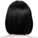 Linfairy Short Black Bob Fluffy Wig Halloween Cosplay Costume Wig for Women with Glasses Frames