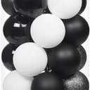 Sea Team 60mm/2.36" Set of Colorful Painted Sparkling Ornaments and Hanging Balls for Christmas Tree - 30pcs (Black / White)