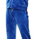 MessBebe Womens Velour Tracksuits Set Sweatsuit Hoodie Top and Jogging Pants Casual Loungewear 2 Piece, XXL, Dark Blue