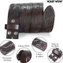 Western Cowboy Belt for Men Women Cowgirl Leather Belt for Jeans Bull Buckle Belt Floral-Engraved Mexican Belts (Black)