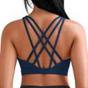 RUNNING GIRL Sports Bras for Women, Medium-High Impact Running Strappy Sports Bra with Removable Pads (Blue, M)