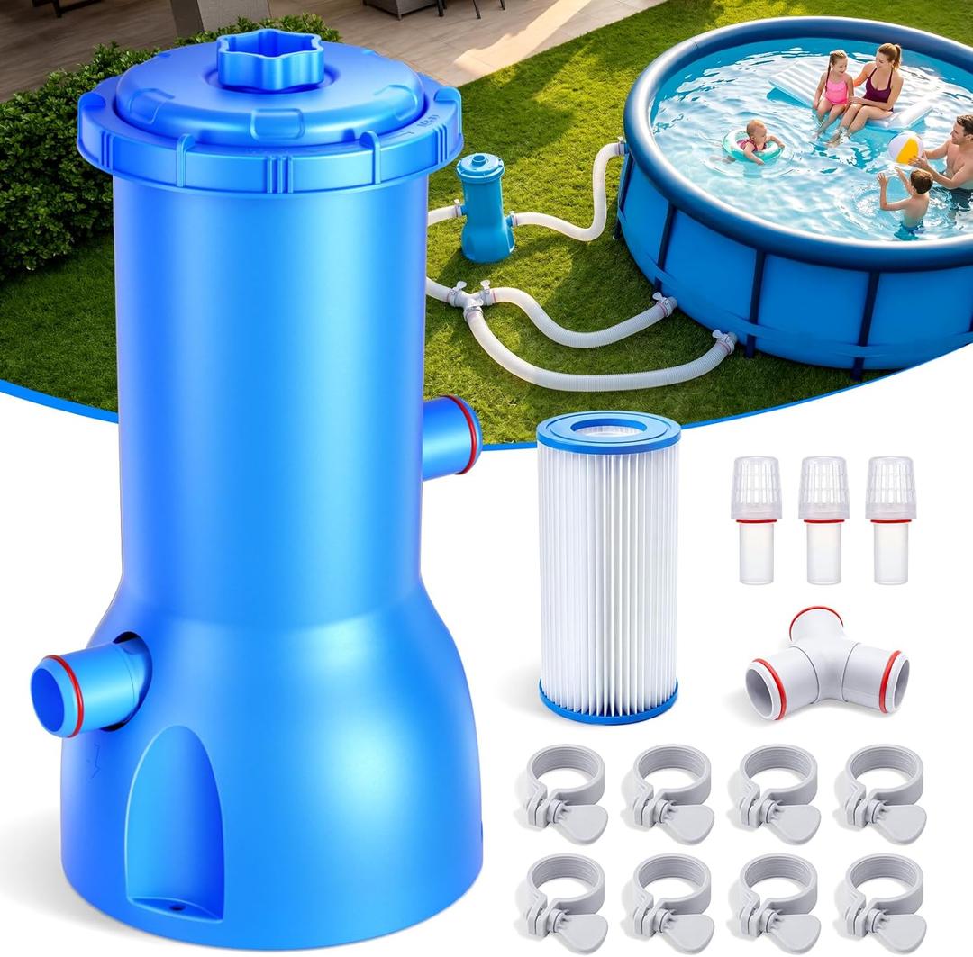 Pro 1000 GPH Pool Pumps Above Ground, Pool Pump with GFCI Safety Plug, Pool Filter Pump for Swimming Pools, Fast Circulation & Debris Removal, Improves Water Clarity, Fits Type A/C Filters, Blue