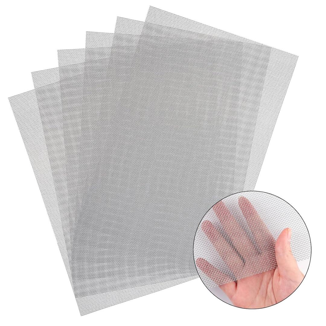 6 Pack 128 Inch Wire Mesh Screen, 20 Mesh Stainless Steel Mesh, Sturdy No Rust Metal Mesh Screen for DIY Projects, Cage, Vent, Garden, Window Screen, Filter Mesh
