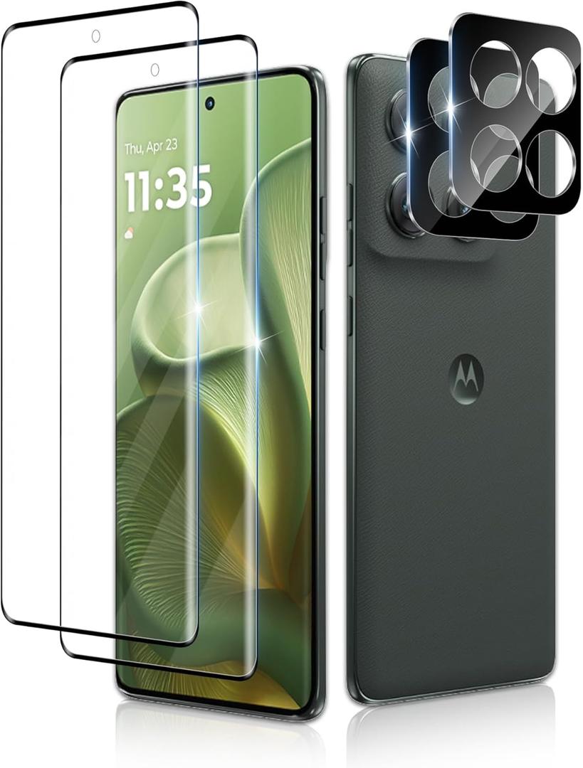 JZG 2 Pack Tempered Glass Screen Protector for Motorola Edge 2025, 2 Pack Lens Protector, 9H Hardness Bubble Free, Scratch Resistant, Bubble Free