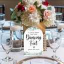 Acrylic Wedding Sign A Little Treat for Your Dancing Feet Signs for Ceremony Modern Calligraphy Arch Acrylic Table Top Signs for Wedding Reception and Event Party Table Decor (White Eucalyptus Leaves)