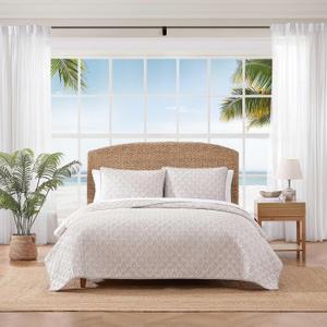 Tommy Bahama - King Quilt Set, Super Soft Bedding with Matching Shams, Coastal Home Essentials (Bahama Fronds Beige, King)