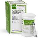 Medline EvenCare G2 Blood Glucose Test Strips, Self-testing with G2 Monitoring System, 6 Second Results, 50 Count System, 6 Second Results, 50 Count