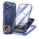 Miracase for iPhone 17 Pro Max Case 6.9" Full-Body Phone Case with Built-in Glass Screen Protector& Full Camera Protector,[Magnetic with MagSafe] Drop Proof 17 ProMax Cover, Clear Blue