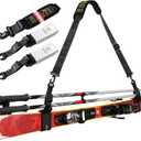 Kolti Ski Strap & Pole Carrier, Adjustable Shoulder Straps Features Cushioned Shoulder Pad & Strong Buckle (Black)