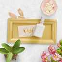 2 Pack Gold Bathroom Vanity Tray for Countertop with Beads, Small Plastic Toilet Tank Tray Versatile Storage Organization Tray for Makeup, Perfume, Desk, Kitchen, Candles, 14"x7"x1", 36G
