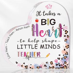 Yookeer Teacher Appreciation Gift for Women Thank You Teacher Retirement Graduation Gifts First Day of School Thank You Paperweight Acrylic Keepsake for Office Classroom(Little Minds,6 Inch)