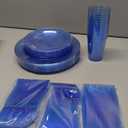 WDF 25 Guest Blue Plates with Disposable Silverware&Blue Cups-Neon Clear Plastic Dinnerware include 25 Dinner &Salad Plates,25Forks, 25 Knives, 25 Spoons,25 Cups for Graduation