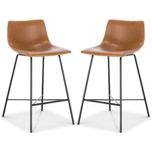 POLY & BARK Paxton 24” Counter Stool in Tan, Set of 2 