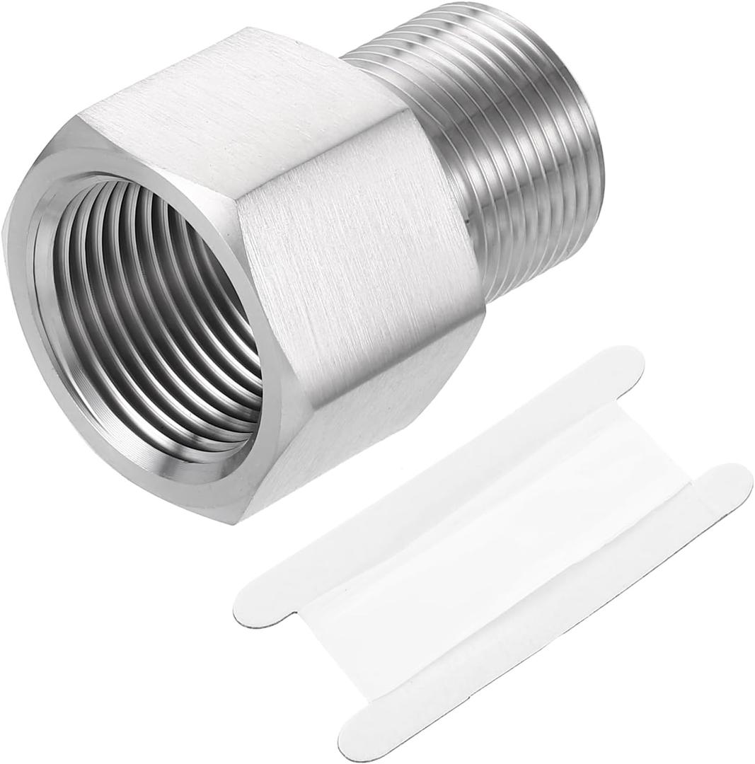 Uxcell Pipe Fitting Reducing Adapter, M24 Male x 3/4" NPT Female 304 Stainless Steel Reducer Connector for Water Oil Air Pressure Gauge, Silver