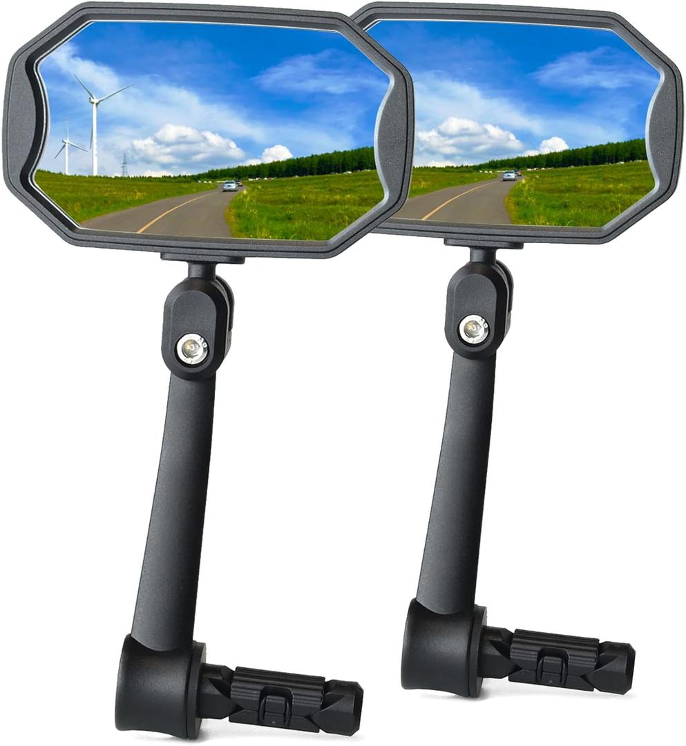 Bar End Bike Mirrors, HighDefinition Convex Glass Lens for E-Bike Handlebars, Scratch Resistant, Safe Rearview 1 Pair Bicycle Mirror(Right And Left Side)