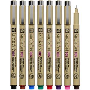 Sakura Pigma Micron 005 8 Color Set Water Based Pigment for Illustration - Holiday Gifts for Artists, Crafters & DIY Gifts Projects