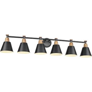 FEMILA Black 6 Light Bathroom Vanity Light, Vintage Bathroom Light Fixtures Over Mirror, E26 Base, 4FG59B-6W BK (45")