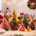 Faccito 8 Pcs Neutral Paper Christmas Tree Honeycomb Centerpiece Paper Honeycomb Christmas Tree with 2 LED Light Strings Holiday Hanging Decoration Table Centerpiece (Bright Color)