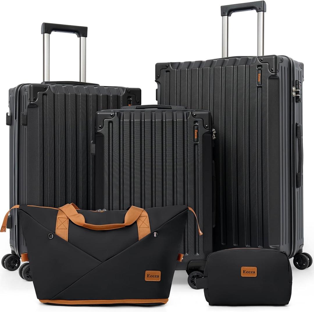 Luggage Sets 5 PieceHardside Luggage with Spinner Wheels, Lightweight ABS Hard Shell Travel Luggage with TSA Lock for Family Trips, Business,Vacation