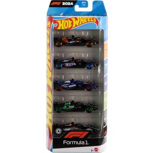 Hot Wheels Toy Cars Formula 1 5-Pack, Set of 5 1:64 Scale Die-Cast Vehicles Featuring F1 Racing Team Decos, Collectible Race Cars