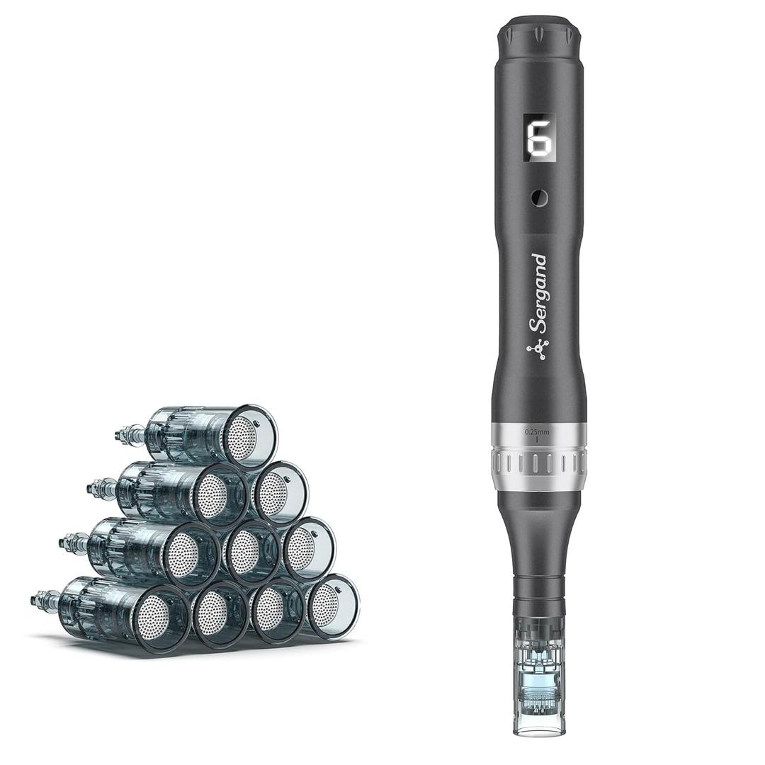 Microneedle Derma Roller Pen for Home Use - Microneedle Skin Care Tool for Men Women Home Use (Black)