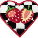 Fruit Strawberry Bath Mat for Bathroom, Cute Bathroom Mats Non Slip Heart Shape Bathtub Rug Plush Shower Bath Rugs Absorbent Bath Tub Shaggy Mat Washable 22x23.6in