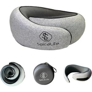 Premium Memory Foam Travel Neck Pillow  Ergonomic Design, Adjustable Strap, Lightweight with Carry Case  Perfect for Travel, Office, and Long Drives (Light Grey)