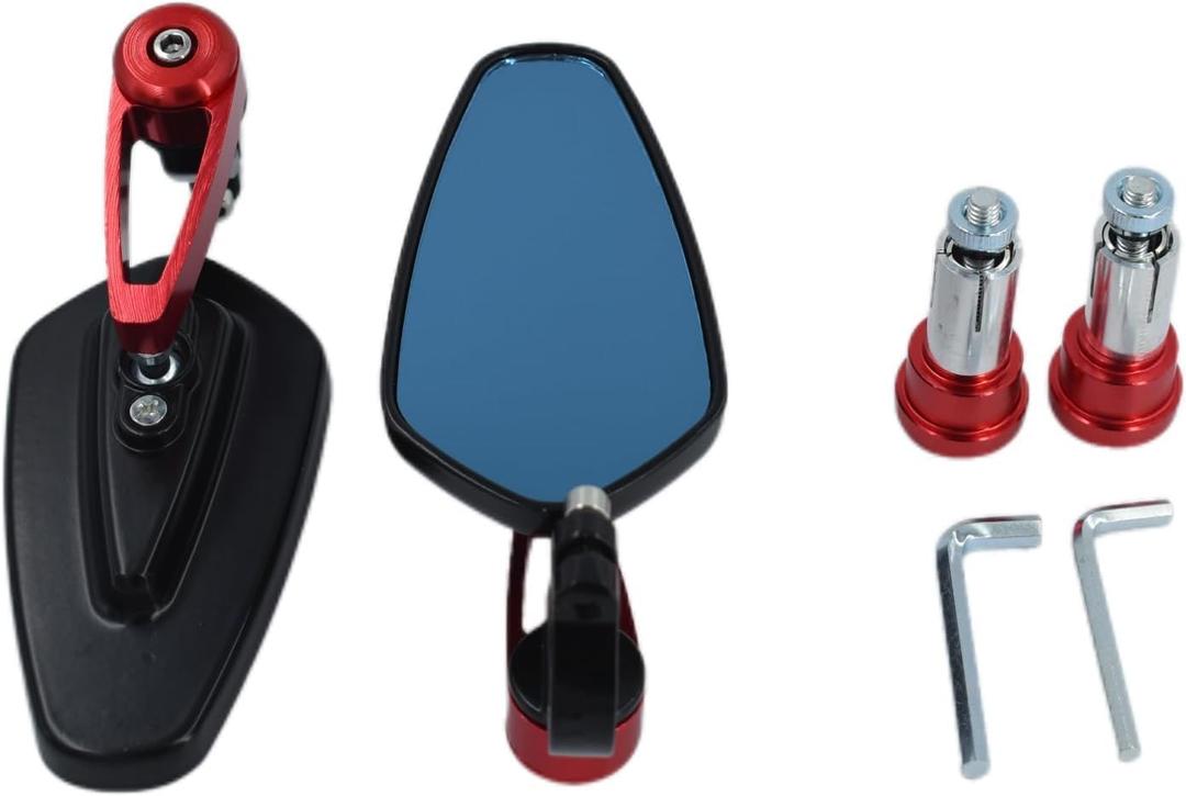 Red 7/8" Bar End Motorcycle Mirror Rearview CNC Motorcycle Mirrors Compatible With Honda GROM MXS125 CB500F Yamaha MT-03 MT-07 FZ-07 MT-09 MT-10 Z125 pro Z650 Z750 and More