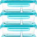 Pyrex Glass MealBox (5-Pack, 4 Cup) Divided Compartments with Locking Lids, For Meal Prepping and Portioning, BPA Free Microwave Dishwasher Safe