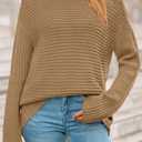PRETTYGARDEN Womens Sweaters Fall Fashion 2025 Oversized Long Sleeve Mock Neck Chunky Knit Pullover Tops Winter Clothes (L)