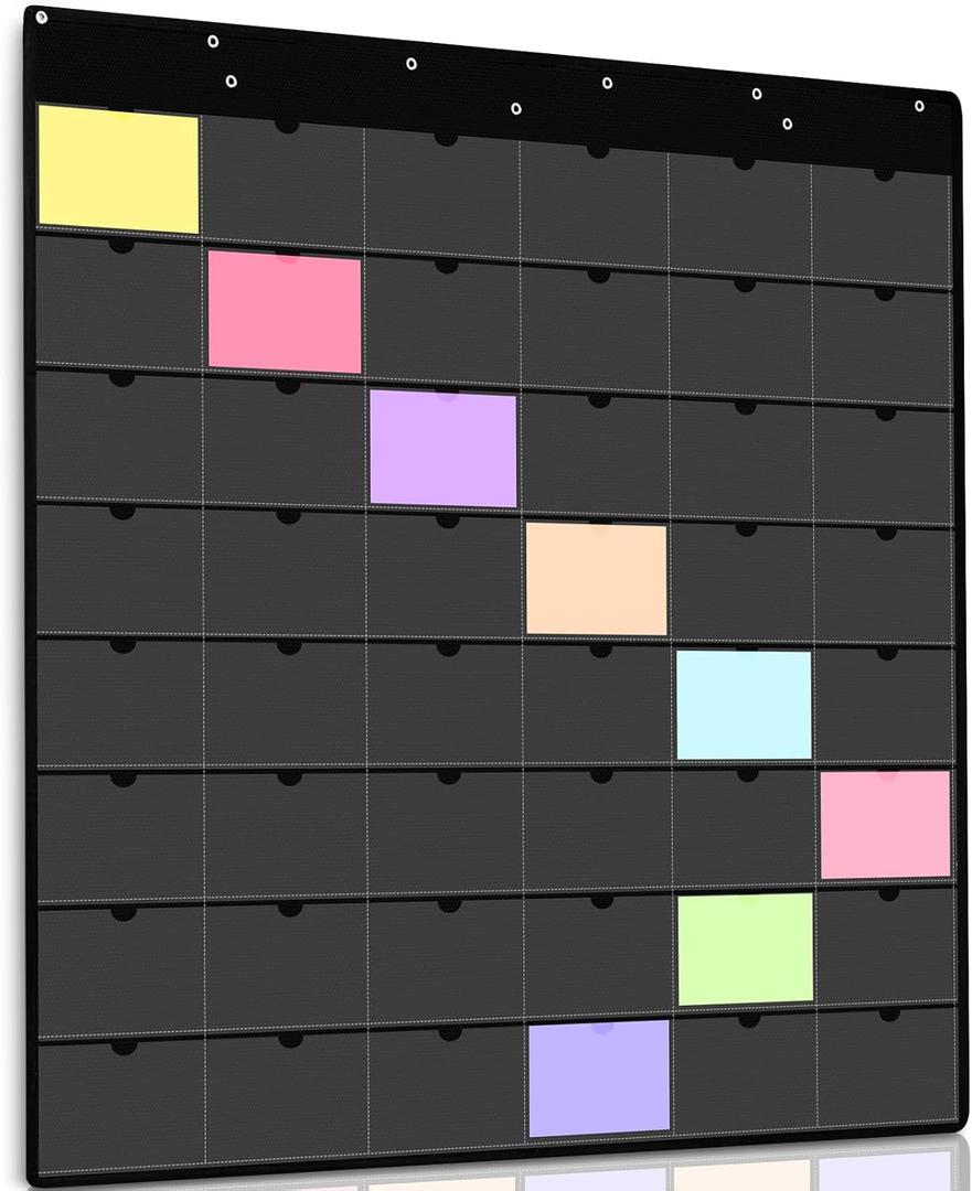 4" x 6" Index Card Holder Sleeve Hanging Wall Mount 48 Pocket Chart Organizer 48 Slot Plastic Index Chart for Display Business Office Classroom School Library Homework Profile