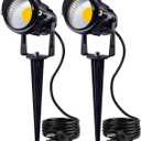 SUNVIE Outdoor Landscape LED Lighting 12W Waterproof Garden Lights COB Led Spotlights with Spiked Stand for Lawn Decorative Lamp US 3- Plug 3000K Warm White (2 Packs)
