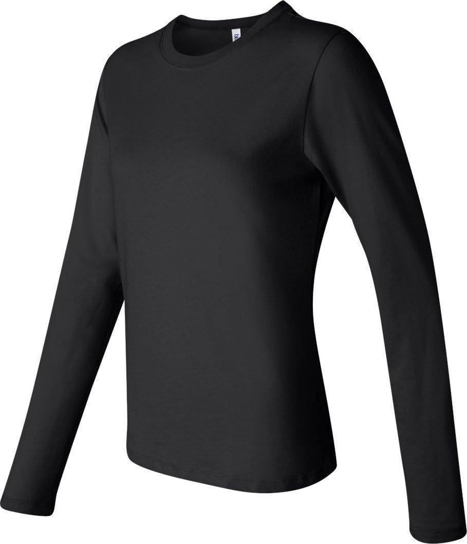 Bella Ladies Long Sleeve Crew Neck Jersey T-Shirt. 6500 - XX-Large - Black