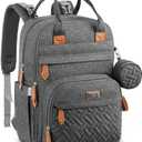 BabbleRoo Diaper Bag Backpack - Baby Essentials Travel Tote - Multi Function Water Resistant Diaper Bag, Travel Essentials Baby Bag with Changing Pad, Stroller Straps & Pacifier Case - Dark Gray