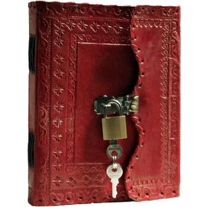 TUZECH Leather Journal Large Writing Notebook Handmade Leather Bound Vintage Journal For Women and Men with Lock And Key Gift For Art Sketchbook, Travel Diary And Notebooks To Write 7 by 5 Inches