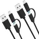 2-Pack Charging Cord for Kindle Fire 2in1 Tablet Charger Cord Fit for Fire 6 HD 7 8 10plus/Kids/Kids pro, Fire Max 11 Tablet, All Ereader/Paperwhite/Oasis/Samsung Phone(USB C&Micro USB)