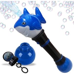 ArtCreativity Light Up Shark Bubble Wand for Boy, 11.5 Inch Bubbles for Toddlers 1-3, Bubble Blower Wand with Thrilling LED Effect, Bubble Fluid and Batteries Included, Great for Kids