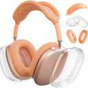 Silicone Case for AirPods Max (2024/2020),Clear Soft TPU Ear Cups Sheel, Ear Pad Cover,Headband Cover for AirPods Max(USB-C/Lightning),Transparent Accessories for Apple Headphone,Orange