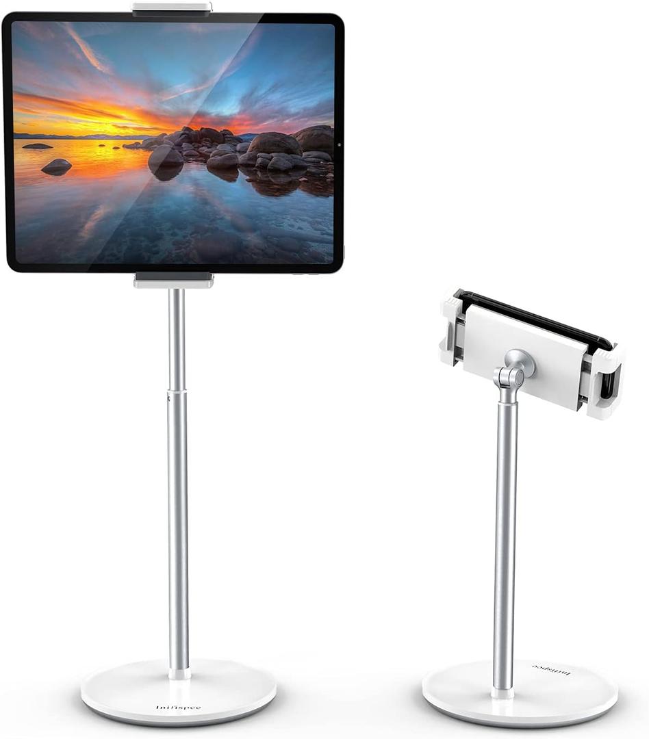 Surface Pro Stand and Holder, Height Adjustable Tablet Stand Holder, Multi-Angle Adjustable, Aluminum Alloy Cradle Mount Dock for 4.7''- 13'' Screen iPad Pro, Mini, Air, Surface Pro(White)
