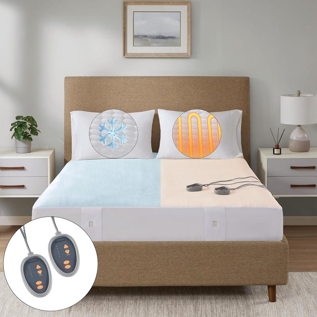 Beautyrest Heated Mattress Pad - Electric Bed Warmer Cool to Touch, All Seasons Cover, 5 Heat Level, Auto Shut Off, Deep Pocket - Machine Wash Electric Mattress Pad, UL Certified, White, Queen