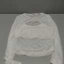 Avidlove Women's Sheer Mesh Long Sleeve Crop Top y2k Sexy Tee Blouse Cutout Clubwear with Thumb Holes (White), Small