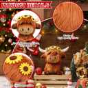 Christmas Highland Cows Stuffed Animals 7.87 Inch, Brown Highland Cow Plush Toy with Santa Sunflower, Cute Plush for Xmas Gifts Kids Adults Boys Girls Birthday Holiday Decorations