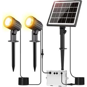 Solar Lights Outdoor, 2-in-1 Solar SpotLights 2700K Warm White, Landscape Lights with 3 Brightness 3 Modes, IP66 Waterproof, Auto On/Off Solar Panel Lights for Yard, Pathway, Garden, Tree