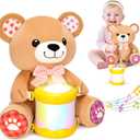 V-Opitos Stuffed Bear Musical Toys for Baby 6-12 Months+, Early Learning Light up Music Drum, Perfect Christmas Birthday Gifts for Boy & Girl Age 1, 2 Years Old